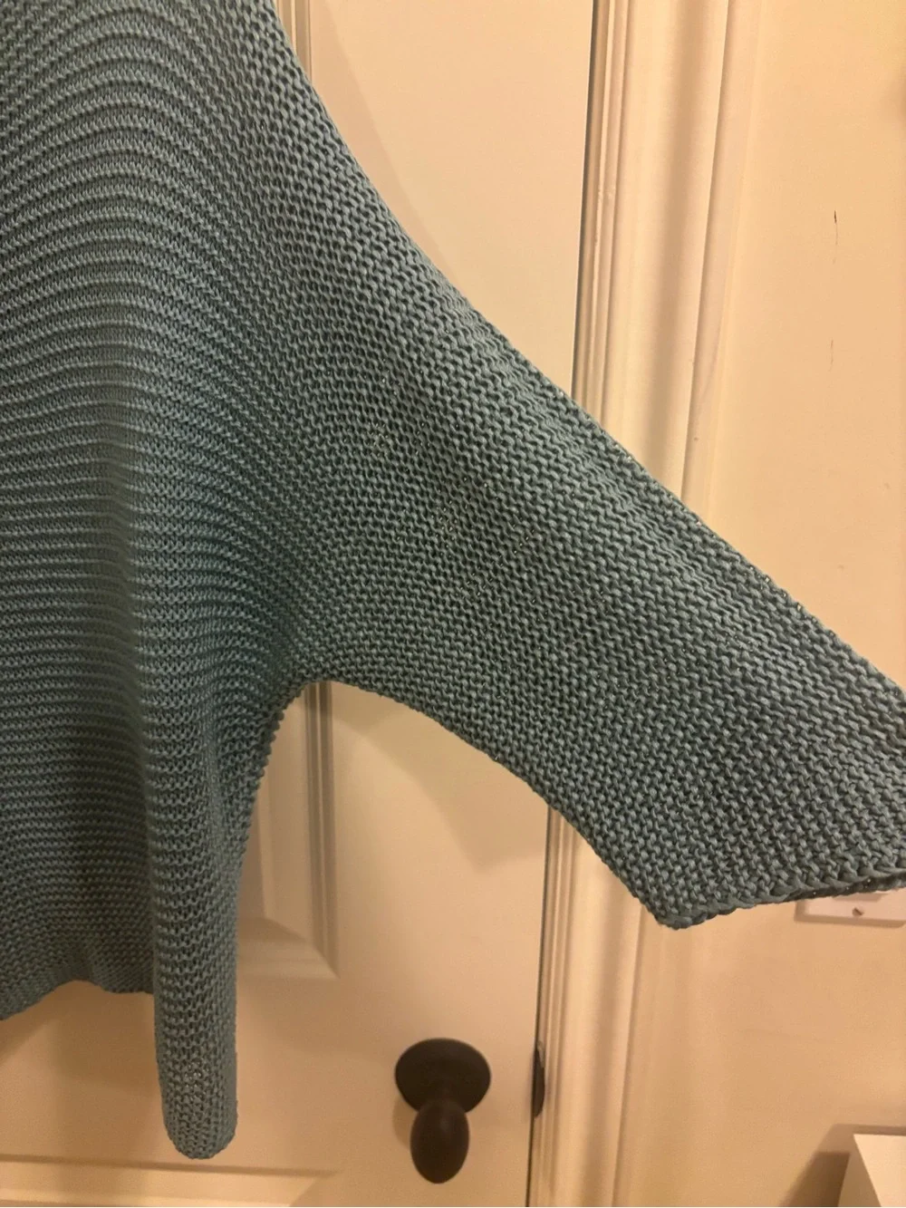 Women's Carina Ricci Made in ITALY Open-Knit Scoop Neck Sweater in Dusty Blue-S